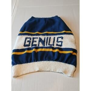 "Genius" French Bulldog Style Large Blue & White Knitted Sweater for Anminal